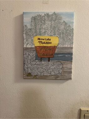 Mirror Lake Trailhead Wall Art - Yellow & Brown Canvas Sign Painting